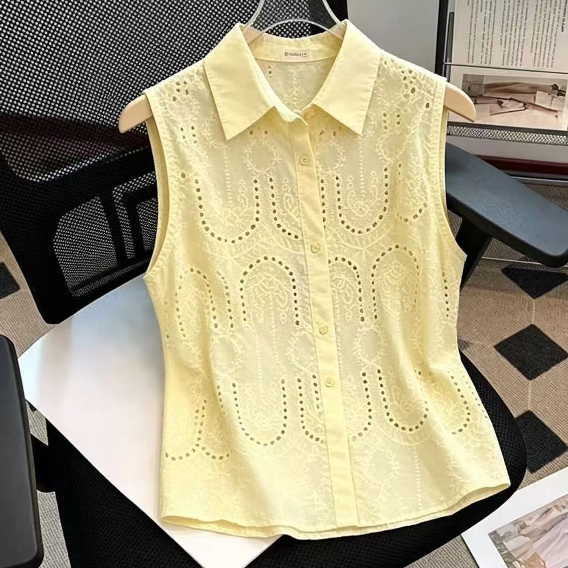 Summer Clothing Trends For Women - Sweet Sleeveless Solid Neck Button All-match