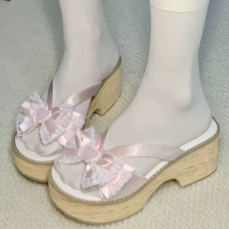 Summer Clothing Sale - Sweet Bow Wood Grain Thick Bottom