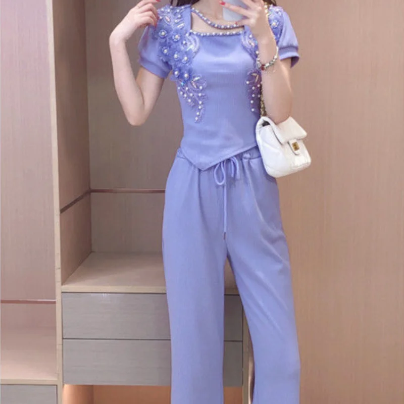Summer Clothing Trends 2025 - Wide Leg Ladies Trouser Purple Women's