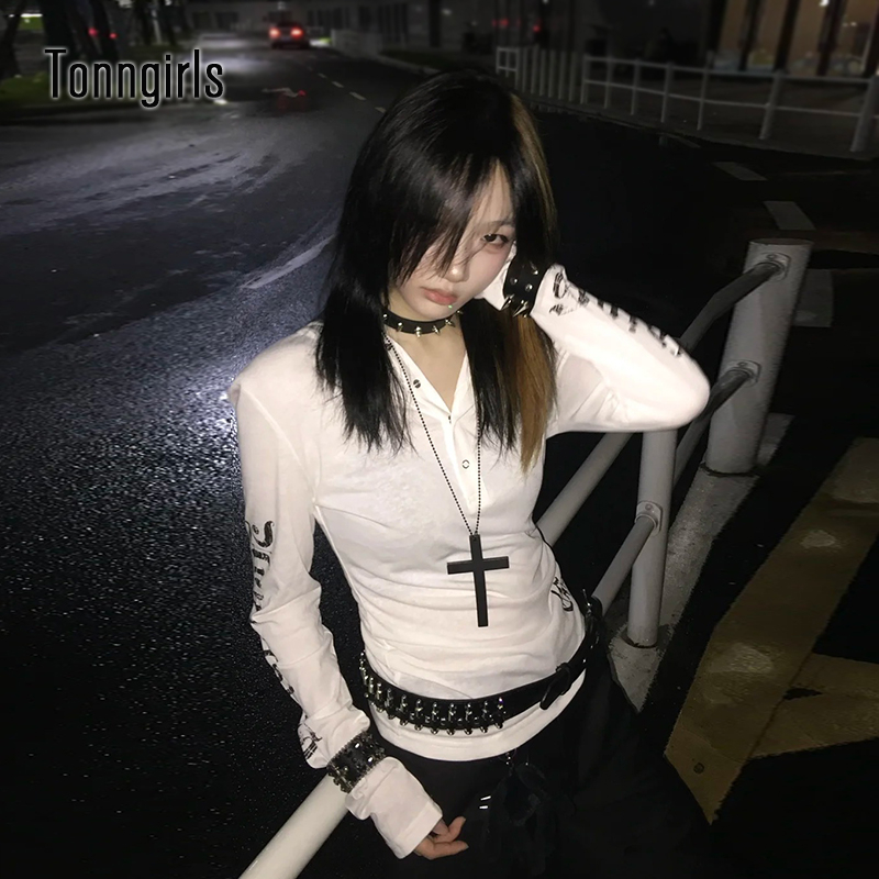 Summer Grunge Clothing - Tonngirls Y2k Vintage T Shirt Women