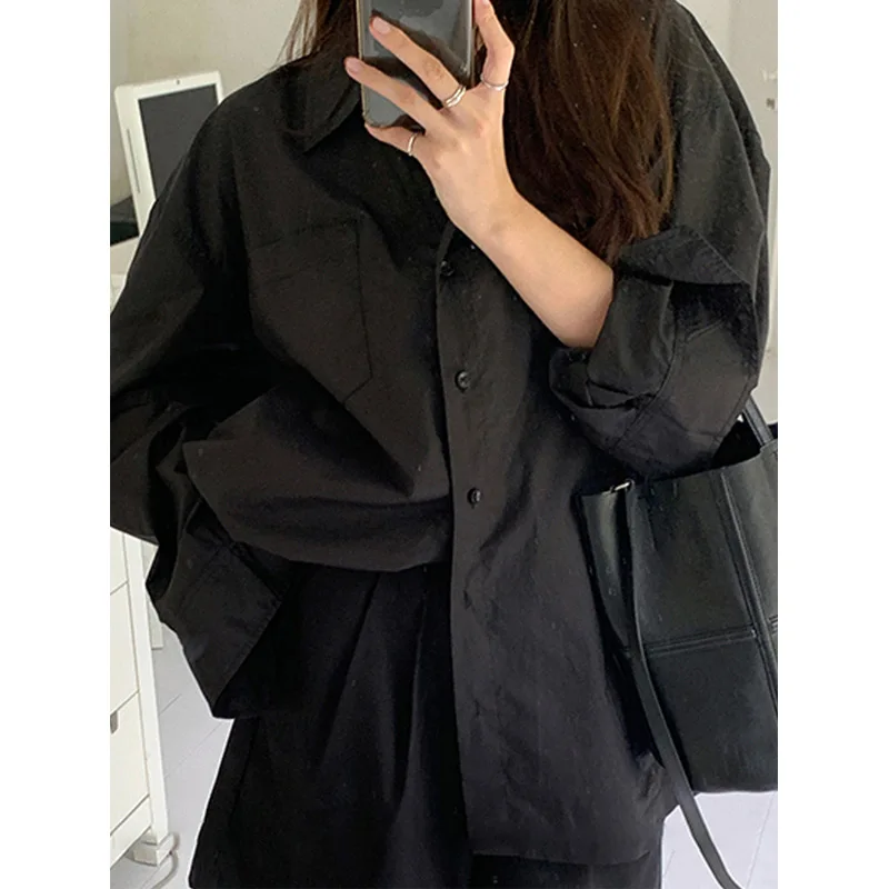 Summer Clothing Trends For Women - Spring Black Loose Shirt Tops Polo