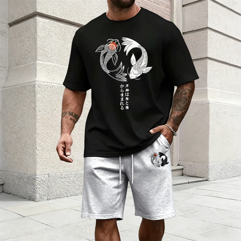 Japanese Yinyang Pattern Men's - đánh giá và giá Summer Clothing For Young Men