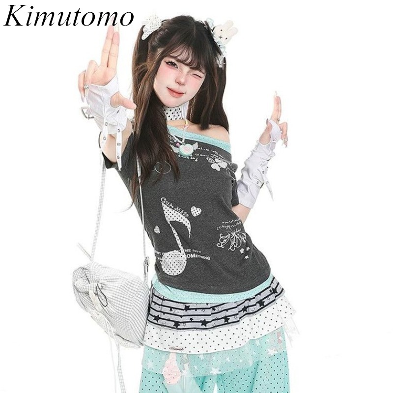 Kimutomo Women T Shirts Polka  - đánh giá và giá Summer Grunge Clothing