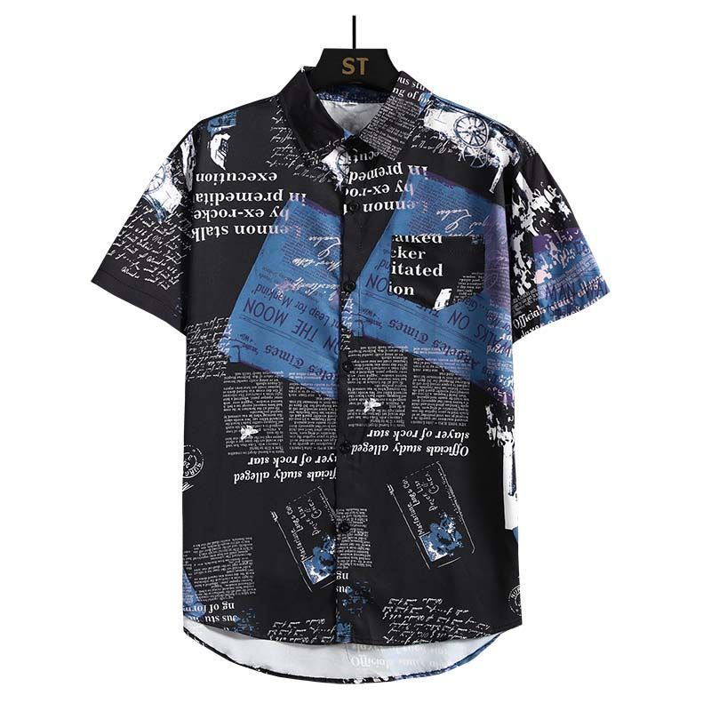 Men's Newspaper Printed 2-piec - đánh giá và giá Beach Shirt Hawaiian