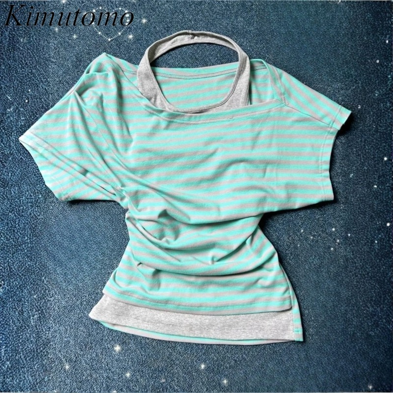 Kimutomo Women T Shirts Stripe - đánh giá và giá Summer Grunge Clothing