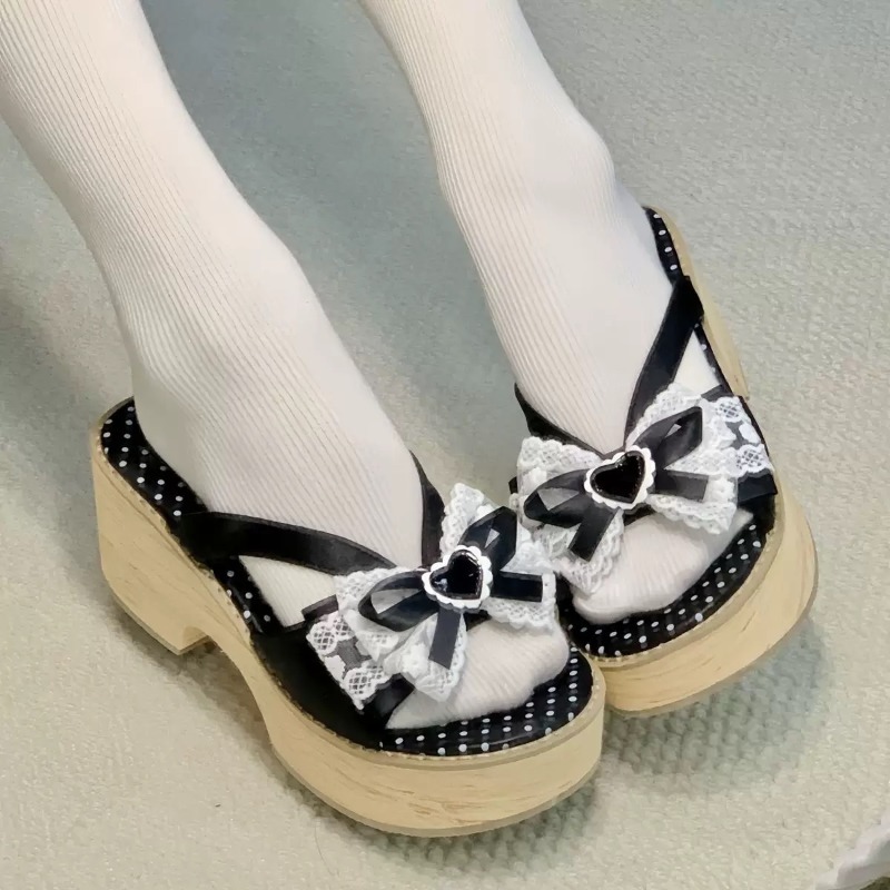 Sweet Bow Wood Grain Thick Bot - đánh giá và giá Summer Clothing Sale