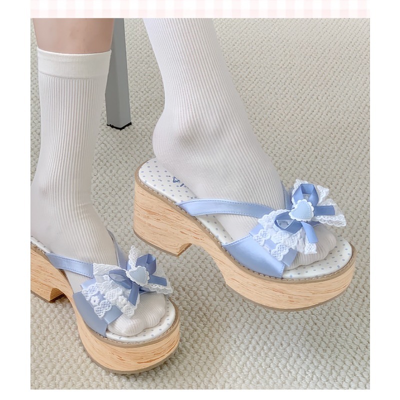 Sweet Bow Wood Grain Thick Bot - đánh giá và giá Summer Clothing Sale