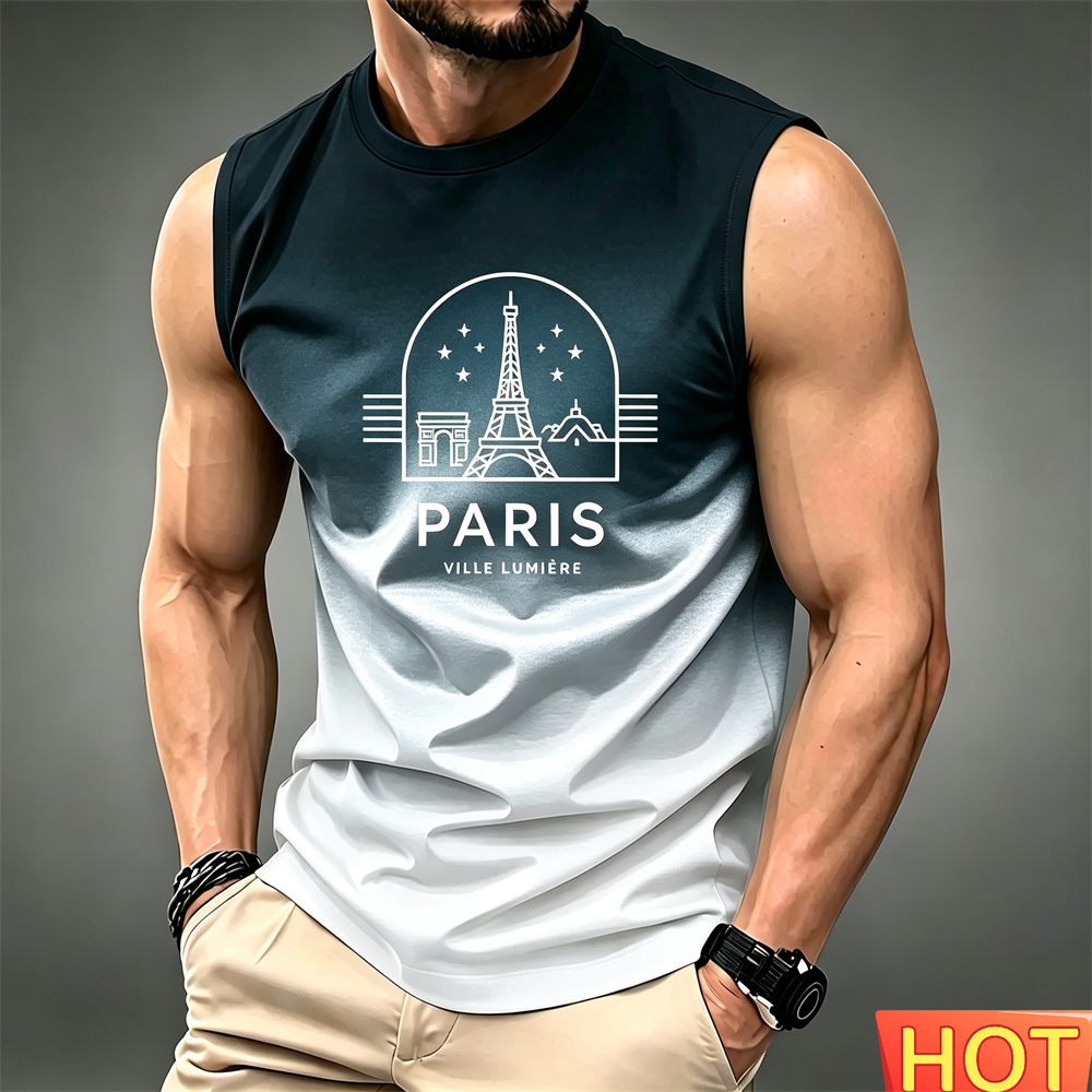Summer Men's gradient sleevele - đánh giá và giá Summer Clothing In Paris