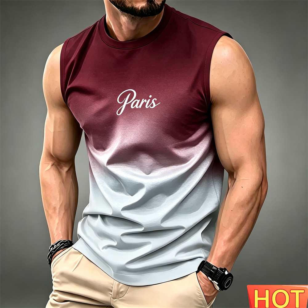 Summer Men's gradient sleevele - đánh giá và giá Summer Clothing In Paris
