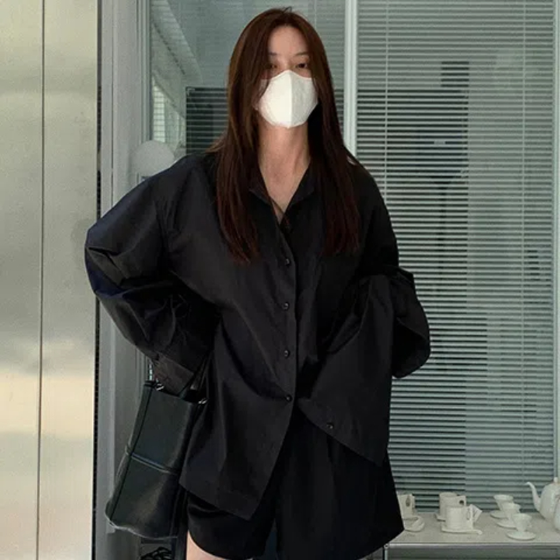 Spring Black Loose Shirt Tops  - đánh giá và giá Summer Clothing Trends For Women