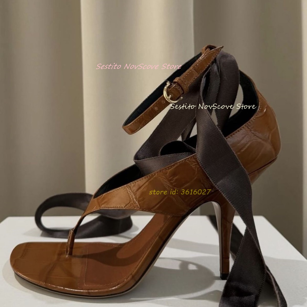 Brown Open Toe Lace Up Sandals - đánh giá và giá Summer Clothing Sale